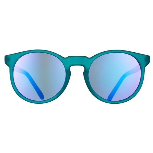 goodr I Pickled These Myself Polarized Round Sunglasses for Men & Women, Teal Translucent Frames with Purple Pink Reflective Lens, UV400 Protection,