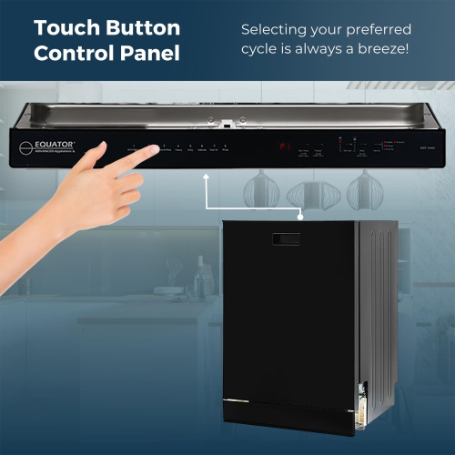 Equator 24 in Dishwasher Top Control 3rd Rack 15 place 3.4g Built-in QUIET 51 dB 110V Estar