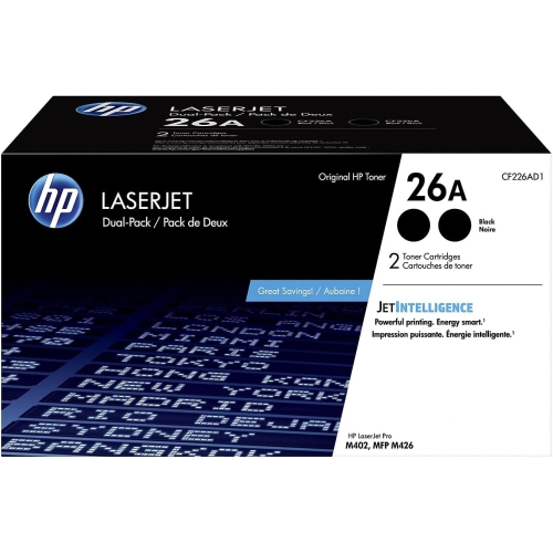 HP  26A (Cf226Ad) Dual-Pack Original Laserjet Toner Cartridge In Black