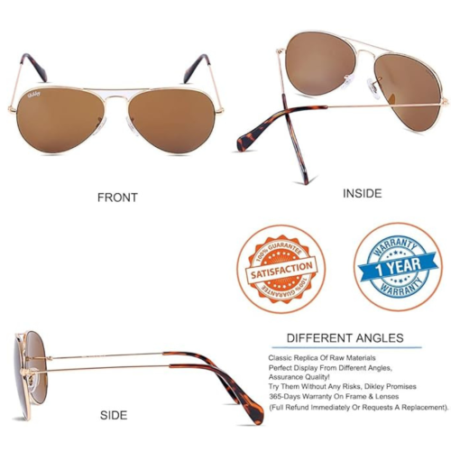 DIKLEY Classic Crystal Glass Lens Retro Square/Round/Pilot Metal Frame Sunglasses for Men Women,100% UV400 Protection