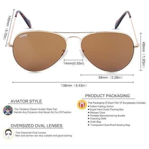 DIKLEY Classic Crystal Glass Lens Retro Square/Round/Pilot Metal Frame Sunglasses for Men Women,100% UV400 Protection