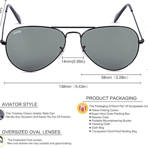 DIKLEY Classic Crystal Glass Lens Retro Square/Round/Pilot Metal Frame Sunglasses for Men Women,100% UV400 Protection