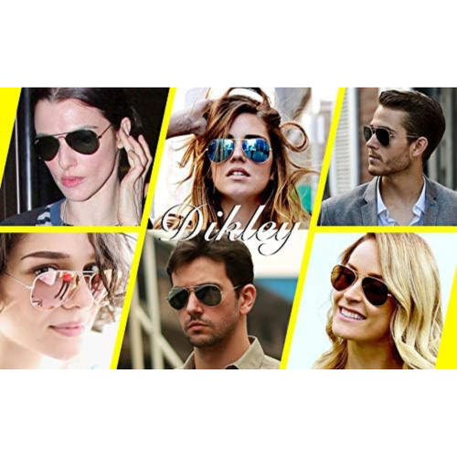 DIKLEY Classic Crystal Glass Lens Retro Square/Round/Pilot Metal Frame Sunglasses for Men Women,100% UV400 Protection