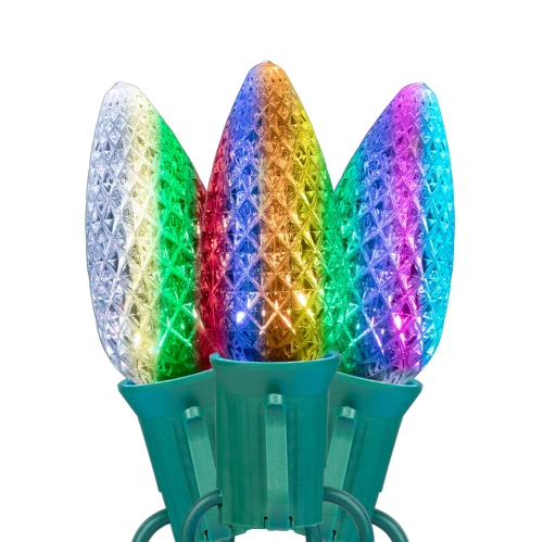 Novelty Lights C9 RGBWW Christmas Lights, 25 Feet Color Changing LED String, 25 Bulbs with 7 Colors Plus Dynamic Effects, Commercial Grade Faceted