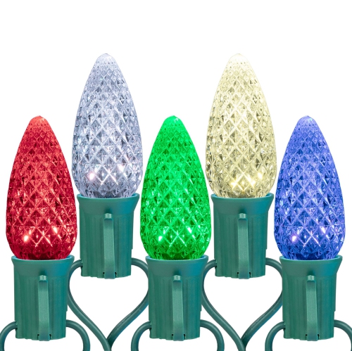 Novelty Lights C9 RGBWW Christmas Lights, 25 Feet Color Changing LED String, 25 Bulbs with 7 Colors Plus Dynamic Effects, Commercial Grade Faceted