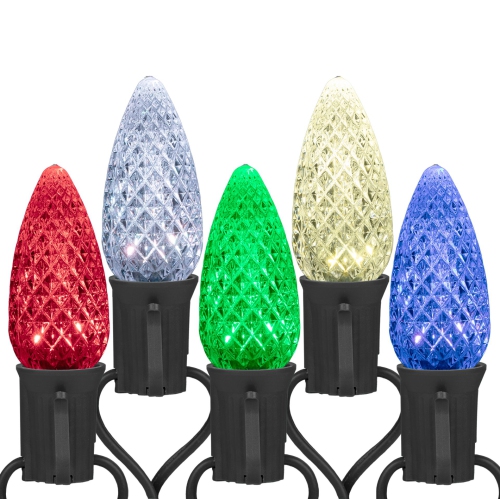 Novelty Lights C9 RGBWW Christmas Lights, 25 Feet Color Changing LED String, 25 Bulbs with 7 Colors Plus Dynamic Effects, Commercial Grade Faceted