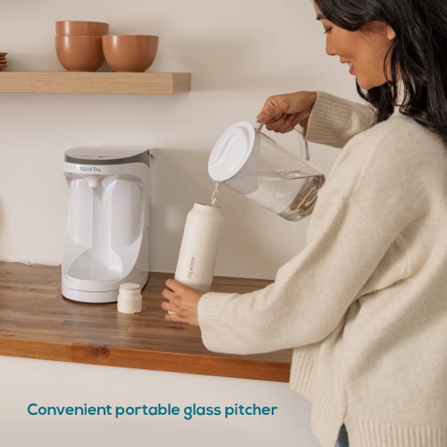 AquaTru Carafe Alkaline Mineral Boost | Countertop Water Purifier for PFAS & Other Contaminants Exclusive 4-Stage Ultra Reverse Osmosis Technology