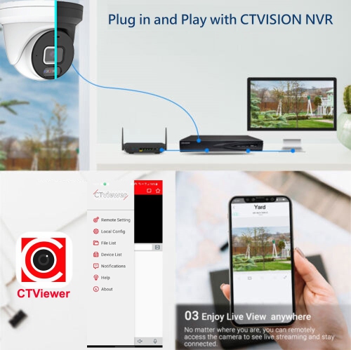 CTVISION 5MP Wired Two Way Audio Security Camera System, 24 Camera Surveillance Kit Outdoor DIY 4TB HDD Included for Home Business Security Camera