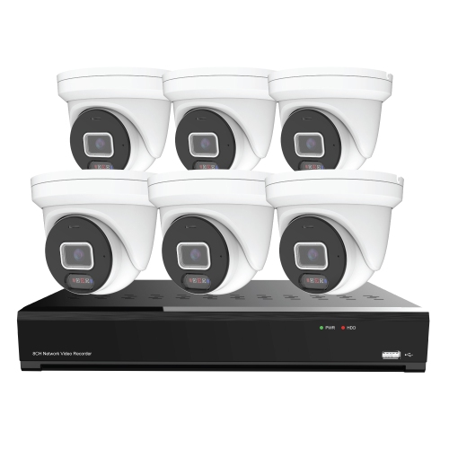 CTVISION  8Mp Wired Two Way Audio Security Camera System, 6 Camera Surveillance Kit Outdoor Diy 2Tb HDD Included for Home Business Security Camera