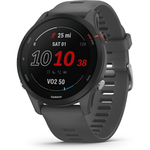 Garmin Forerunner MD 255, montre intelligente de course à pied GPS, données avancées, batterie longue durée, gris ardoise 46 MM