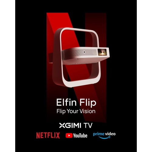 Projecteur portatif d'extérieur Elfin Flip de XGIMI avec support réglable, cinéma maison, Netflix sous licence, Smart Mini pour téléphone,