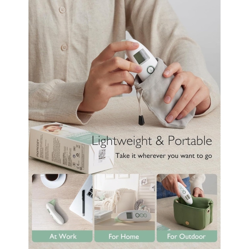 Momcozy Non-Contact Forehead and Ear Thermometer, Digital Infrared Thermometer for Adults and Children, with Child Mode, Fever Alarm Function, Mute