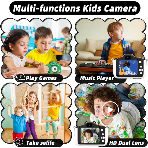 Digital Kids Camera for Boys and Girls, Selfie Camera for Toddlers and Children Ages 3-8, Includes 64GB Card, Perfect Christmas and Birthday Gift for