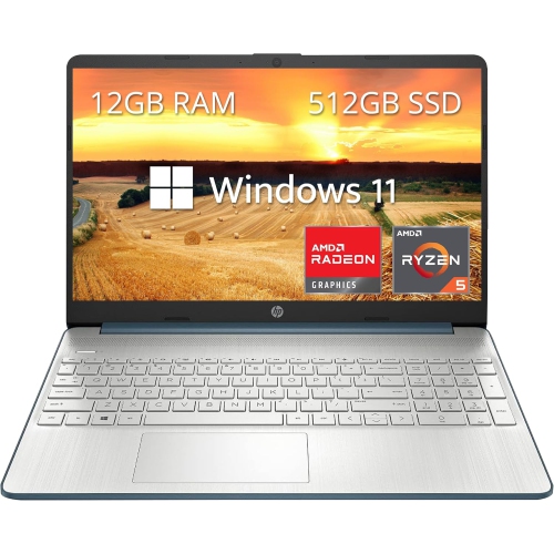HP  -  15.6" Fhd Laptop, Amd Ryzen 5-5500U Processor, 512GB PCie SSD, 12GB Ram, Amd Radeon Graphics, Numeric Keypad, HD Webcamtooth, Wi-Fi, Windows 11