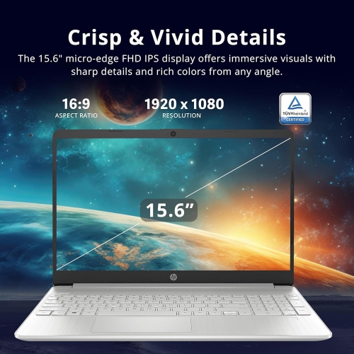 HP 15.6" FHD Touchscreen Laptop - Intel Core i7-1255U - 32GB DDR4 - 1TB SSD - Intel Iris Xe - Windows 11 - Silver by HP - Open Box condition - Image 3