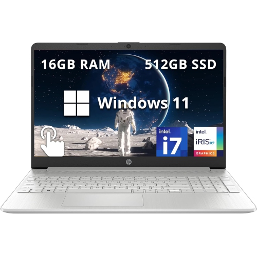 HP  -  15.6" Fhd Touchscreen Laptop, Intel I7-1255U Processor, 512GB SSD, 16GB Ram, Intel Iris Xe Graphics, Numeric Keyboard, HD Webcam, HDMI