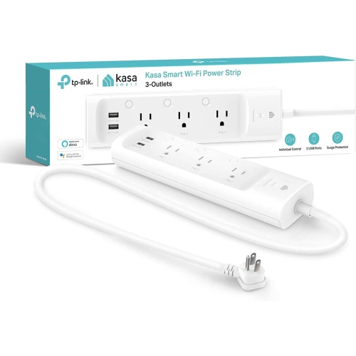 Barre d'alimentation intelligente Kasa – Parasurtenseur avec 3 prises intelligentes et 2 ports USB, fonctionne avec Alexa, Echo, Google Home, Wi-Fi 2