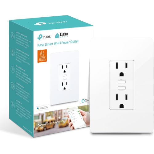 Kasa Smart In-Wall WiFi Outlet – Requires Neutral Wire & 2.4GHz Wi-Fi, Works with Alexa, Echo, Google Home, No Hub Needed, Remote Control, UL Certifi