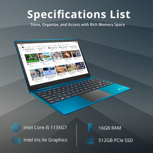 Open Box - GATEWAY 14.1" Ultra Slim IPS FHD Display, Intel Core i5-1135G7 Processor, 512GB PCIe SSD, 16GB RAM, Intel Iris Xe Graphics, Camera,