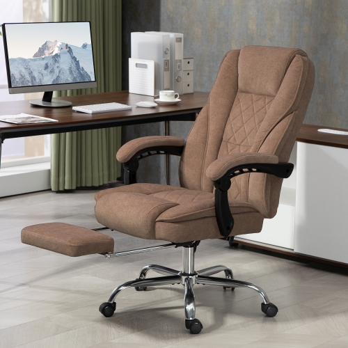 Fauteuil de bureau avec massage Vinsetto, repose-pieds, fauteuil de jeu inclinable avec 6 points de vibration et chaleur, hauteur réglable, fonction