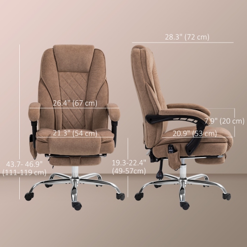 Fauteuil de bureau avec massage Vinsetto, repose-pieds, fauteuil de jeu inclinable avec 6 points de vibration et chaleur, hauteur réglable, fonction