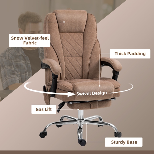 Fauteuil de bureau avec massage Vinsetto, repose-pieds, fauteuil de jeu inclinable avec 6 points de vibration et chaleur, hauteur réglable, fonction