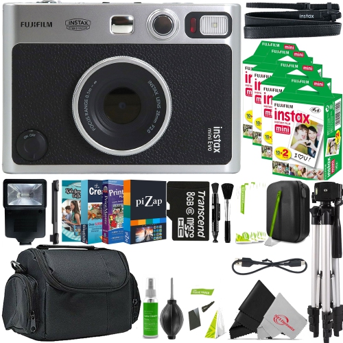 FUJIFILM  Instax Mini Evo Hybrid Instant Camera + 4X Film Pack Top Accessory Kit