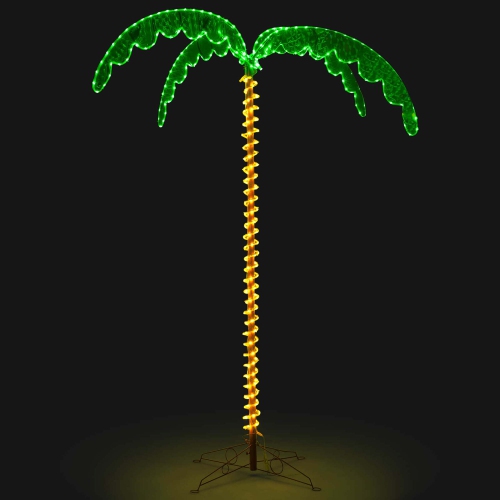 Costway 7.5 FT Lighted Palm Tree with 332 LED Lights Holographic Trunk and Fronds Christmas