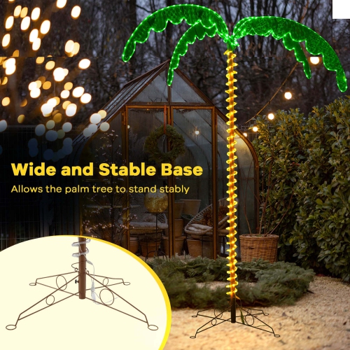 Costway 7.5 FT Lighted Palm Tree with 332 LED Lights Holographic Trunk and Fronds Christmas