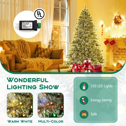 Arbre de Noël artificiel de 7,5 pi avec connecteur d'alimentation rapide à 360° de Costway, 1086 aiguilles de pin