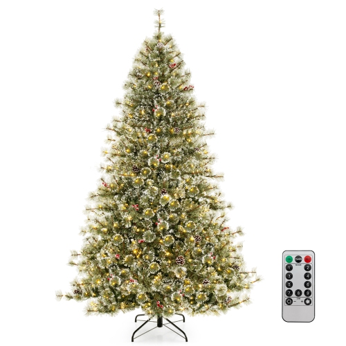 Arbre de Noël artificiel de 7,5 pi avec connecteur d'alimentation rapide à 360° de Costway, 1086 aiguilles de pin