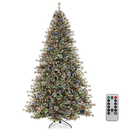 Arbre de Noël artificiel de 9 pi avec connecteur d'alimentation rapide à 360° de Costway, 1714 aiguilles de pin