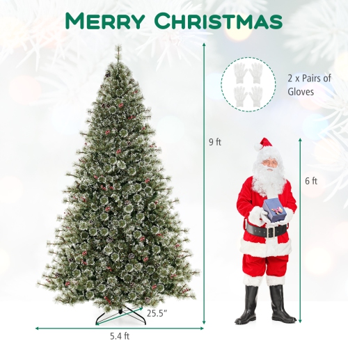 Arbre de Noël artificiel de 9 pi avec connecteur d'alimentation rapide à 360° de Costway, 1714 aiguilles de pin