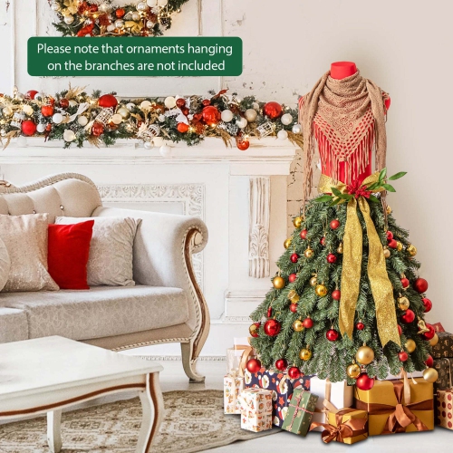 Costway 5 FT Artificial Mannequin Tree with 248 Branch Tips 100 Warm White LED Lights