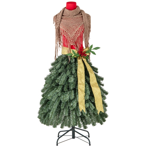 Costway 5 FT Artificial Mannequin Tree with 248 Branch Tips 100 Warm White LED Lights