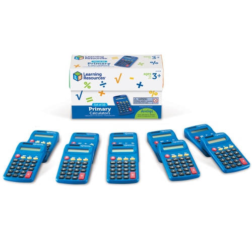 Learning Resources Primary Calculator, Basic Solar Powered Calculators, Teacher Set of 10 Calculators, Ages 3+