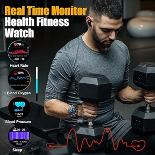 Military Smart Watch for Men(Answer/Dial Calls) HOFIT Fitness Watch, Montre Intelligente Homme with 1.6 in HD Touch Screen, Pedometers, Heart Rate &