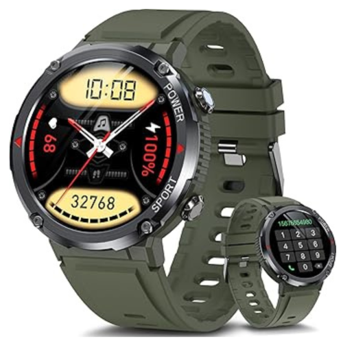 Military Smart Watch for Men(Answer/Dial Calls) HOFIT Fitness Watch, Montre Intelligente Homme with 1.6 in HD Touch Screen, Pedometers, Heart Rate &