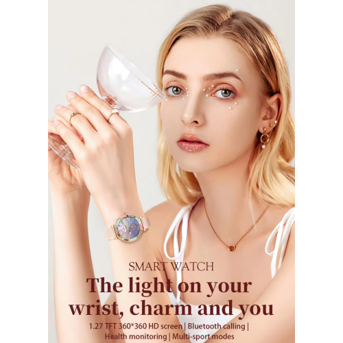 TUTT Women’s Smart Watch | Slim & Stylish Design 1.27” HD Dial | Waterproof | AI Voice Assistant | Women’s Health & Sports Tracker Smartwatch | 1