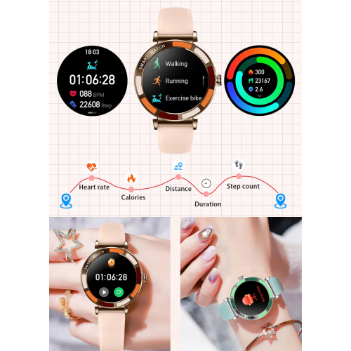 TUTT Women’s Smart Watch | Slim & Stylish Design 1.27” HD Dial | Waterproof | AI Voice Assistant | Women’s Health & Sports Tracker Smartwatch | 1