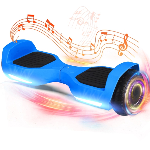 BIIST Ultra Classic Blue Hoverboard with Music Speaker, 6.5" LED Shining Wheels, 300W Dual Motors, LED Headlights, UL2272 Certified, 6-8 km Range