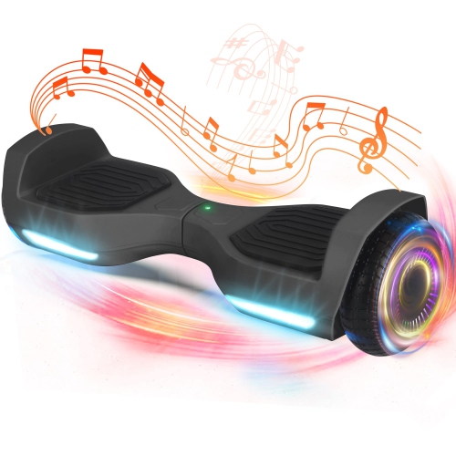 BIIST Classic Black 6.5" Inch Hoverboard, Hover board for all with Shining Wheels and LED Head lights, UL2272 Certified with Speaker and self balanci