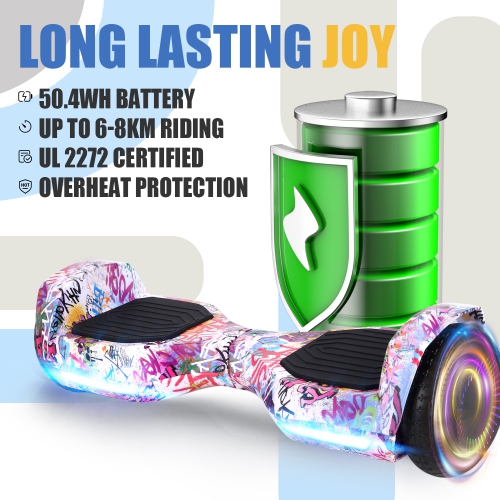 Planche gyroscopique rose de BIIST Street avec haut-parleur musical, roues brillantes de 6,5 po, moteur 300 W double, phares à DEL,