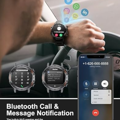 Smart Watch for Men, 1.39'' HD Military Smart Watches with Bluetooth Call Notification, Men Watches with 100+ Sport Modes, IP68 Waterproof Smartwatch
