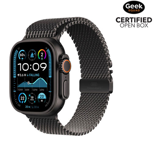 Open Box - Apple Watch Ultra 2 49mm Black Titanium Case w/Black Titanium Milanese Loop - M