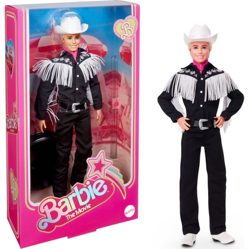 Barbie the Movie: Ken Doll Wearing Black and White Western Outfit