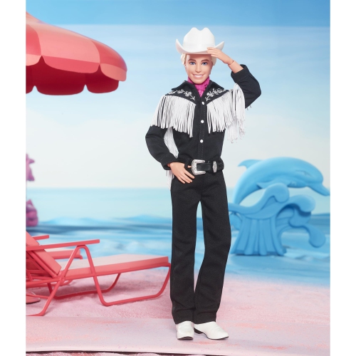 Barbie the Movie: Ken Doll Wearing Black and White Western Outfit