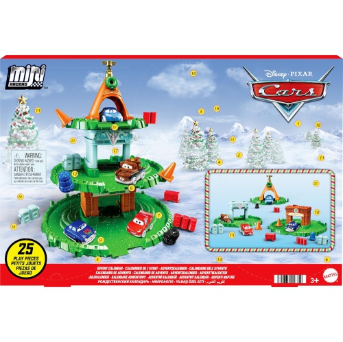 MATTEL  Disney Pixar Cars Christmas Advent Calendar - 25 Surprises Include 4 Mini Toy Cars & Reconfigurable Playset