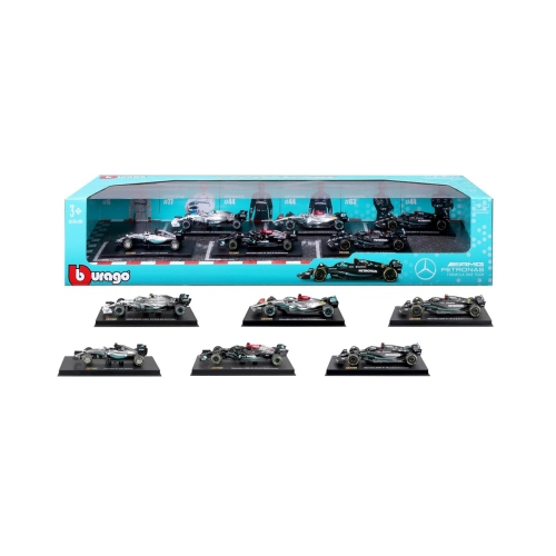 Bburago Mercedes Racing Formula 1 F1 - 1:43 Scale Die-Cast 6 Cars Set - 2023 [Toys]