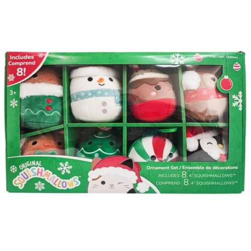 KELLYTOY  Squishmallows: 8-Pack Holiday Ornament 2023 Set